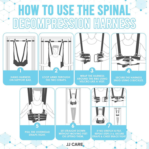 JJ CARE Spinal Decompression Harness, Hanging Upside down Back Stretcher for Lower Pain Relief, Back Traction & Spine Decompression of Bulging, Degenerative and Herniated Disc.